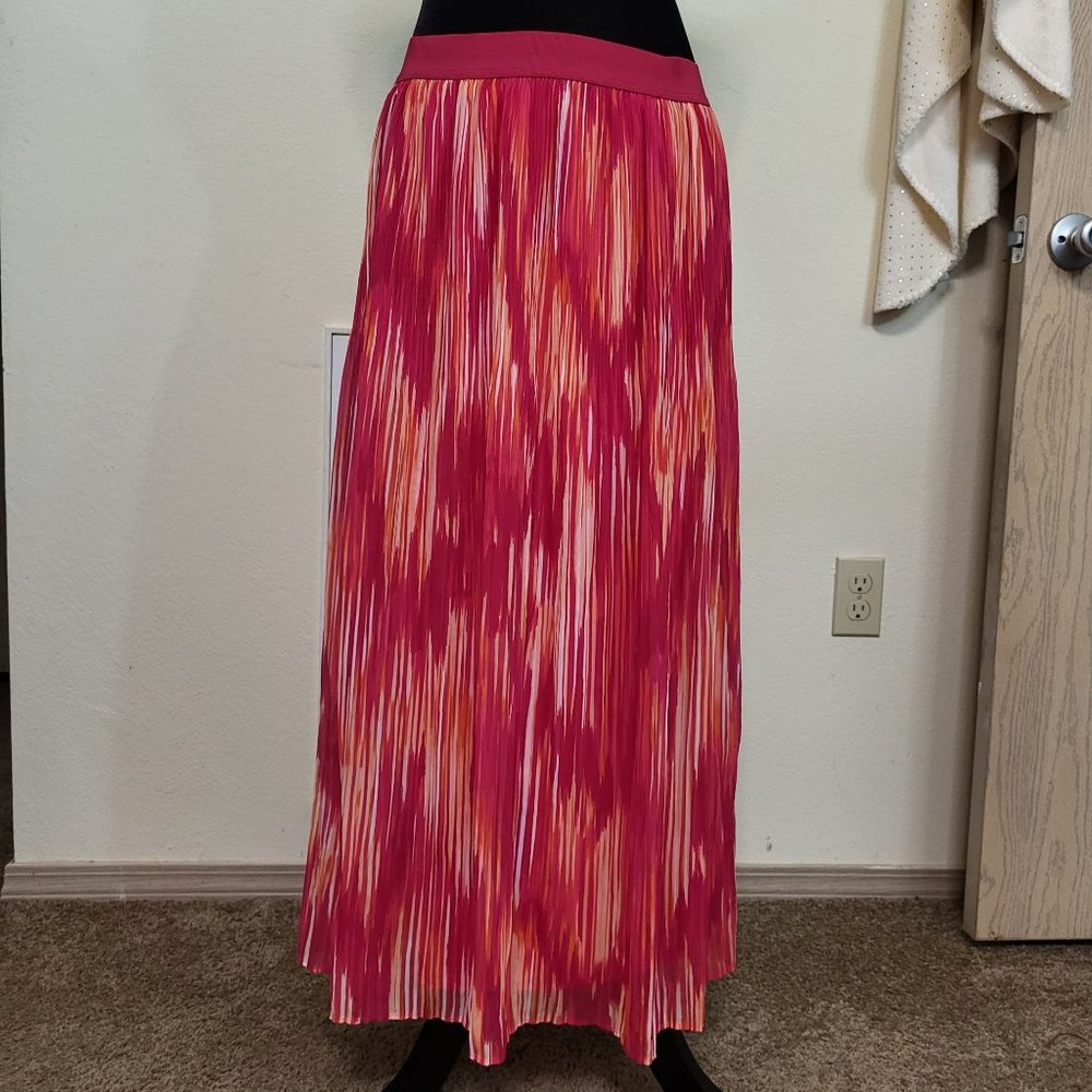 Ruby Rd. Women's Elastic waist Skirt, Pink Red Orange, Size 10